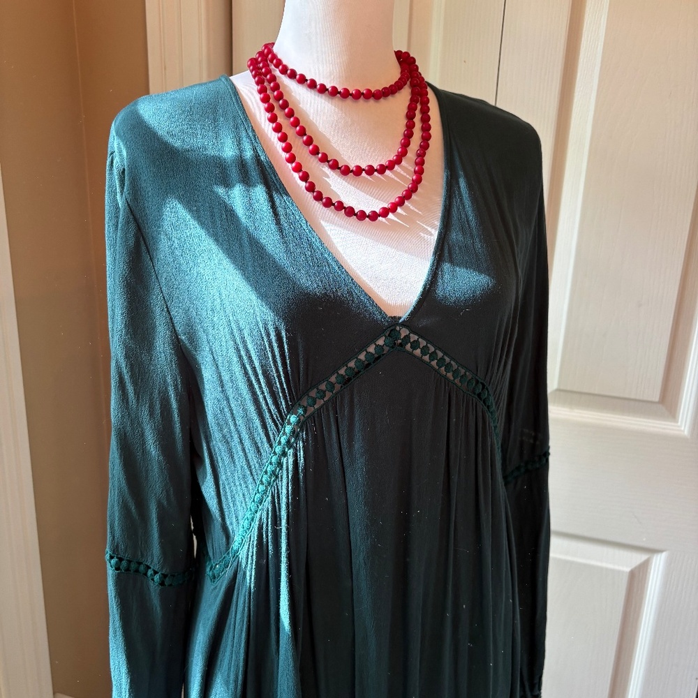 Earthbound Trading Co maxi hippie dress deep teal medium